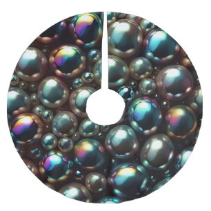 Schwarze Perlen Polyester Weihnachtsbaumdecke