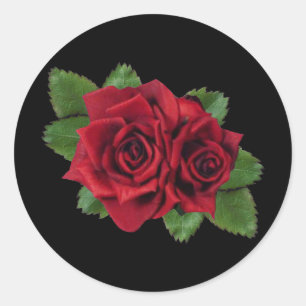 Schwarze Perlen-Rose Runder Aufkleber