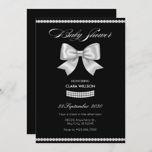 Schwarze Perlenbrust-Babydusche Einladung