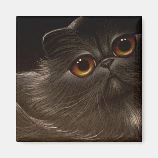 SCHWARZE PERSIAN CAT Magnet (Vorne)