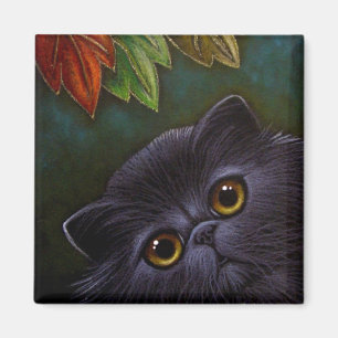 SCHWARZE PERSISCHE KATZE - AUTUMN MAGNET