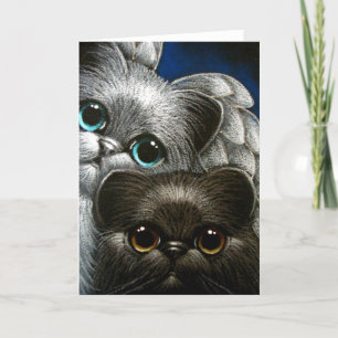 SCHWARZE PERSISCHE KATZE- UND ANGEL-KUSTOMIZE-KART KARTE