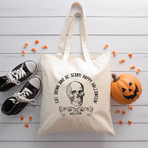 Schwarze personalisierte Halloween-Party im Vintag Tragetasche