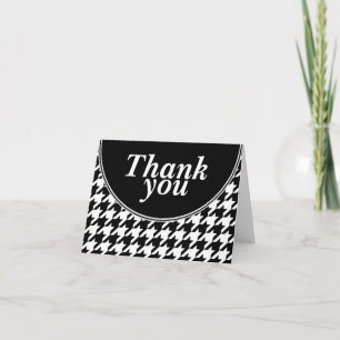 Schwarze personalisierte Houndstooth Dankeskarten Dankeskarte