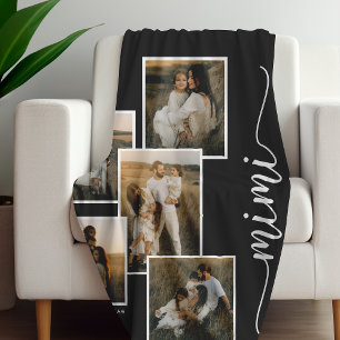 Schwarze Personalisierte Mimi Großkind 5 FotoColla Fleecedecke