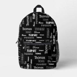 Schwarze personalisierte Namens-Rückkehr-zur-Schul Bedruckter Rucksack