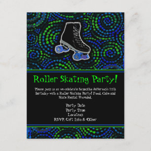 Schwarze Personalisierte Roller-Skaten-Party Einla Einladung