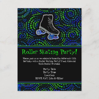 Schwarze Personalisierte Roller-Skaten-Party Einla Einladung