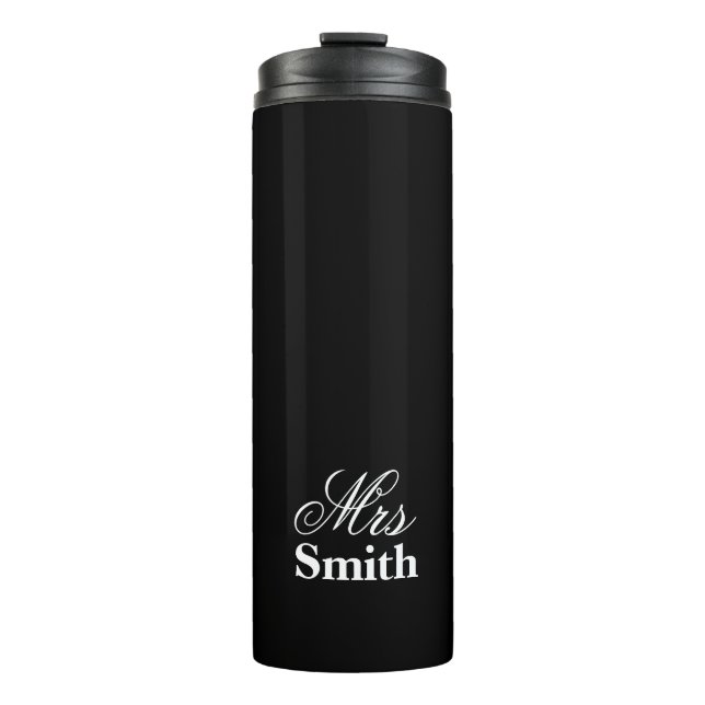 Schwarze Personlized Text-Frau Name Thermosbecher (Vorderseite)
