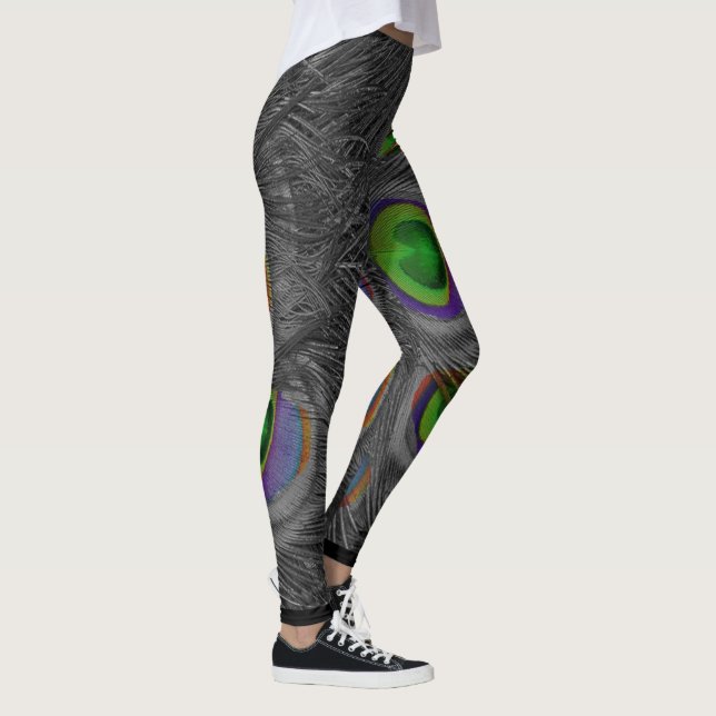 Schwarze Pfau-Leggings mit Farbe Leggings (Rechts)