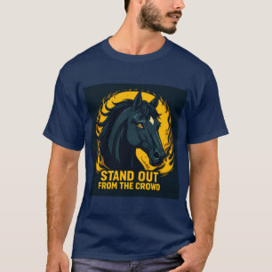 Schwarze Pferdedarstellung mit scharfem Design T-Shirt