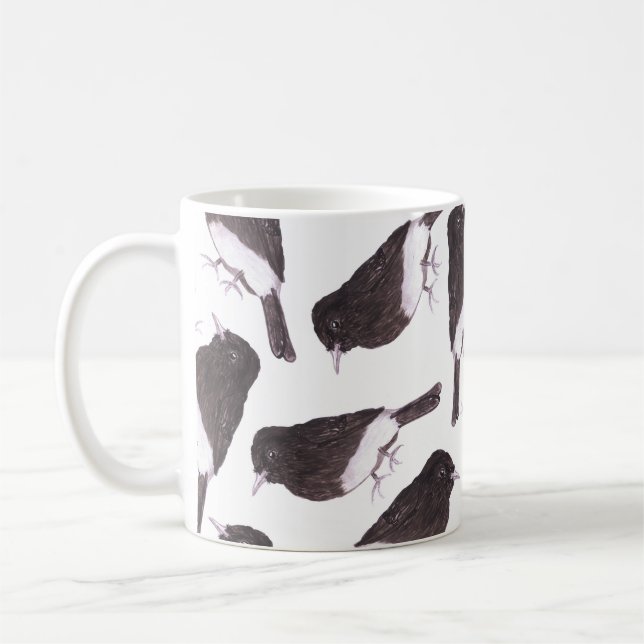 Schwarze phoebe Aquarellvögel Kaffeetasse (Links)
