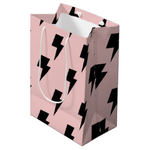 Schwarze Pink-Blitz-Y2K-Indie-Geschenke im stilvol Mittlere Geschenktüte