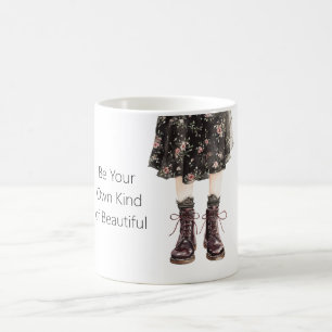 Schwarze Pink Blumen Rock Stiefel Kaffeetasse