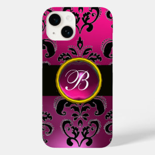 SCHWARZE PINK FUCHSIA DAMASK MONOGRAM, Ruby Gem Case-Mate iPhone 14 Hülle
