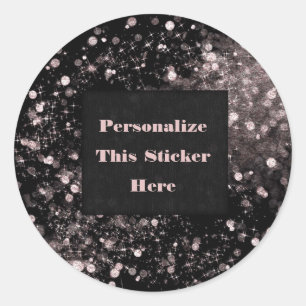 Schwarze & Pink funkelnde Lichter Glam Glitter Runder Aufkleber