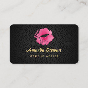 Schwarze Pink Lippen Makeup-Artistin Visitenkarte