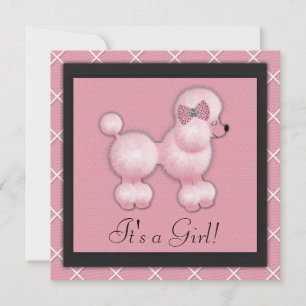 Schwarze Pink Pudel Baby Shower Einladungen
