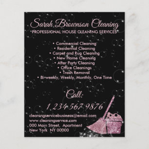 Schwarze Pink Reinigungsdienst Hausreinigung Flyer