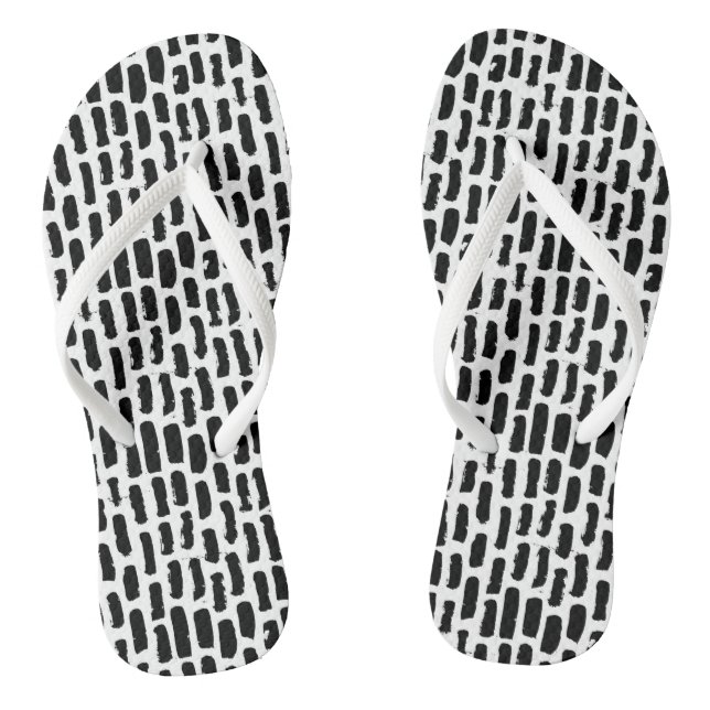 Schwarze Pinselstriche Flip Flops (Fußbett)