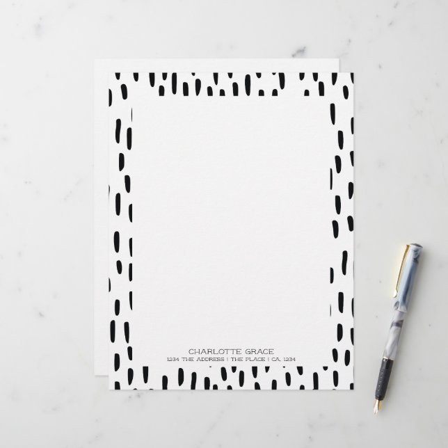 Schwarze Pinselstriche Personalisiert Briefbogen (Vorderseite/Rückseite Beispiel)