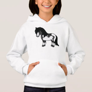 Schwarze Pinto-Shetland-Pony-Cartoon-Illustration Hoodie