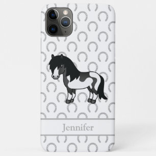 Schwarze Pinto-Shetlandpony-Cartoon-Illustration Case-Mate iPhone Hülle