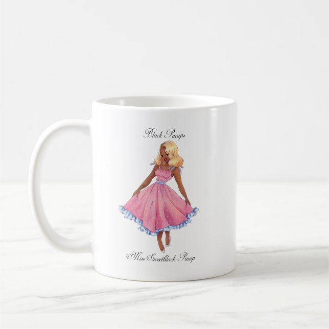 Schwarze Pinups-Tasse - Audrey Kaffeetasse (Links)