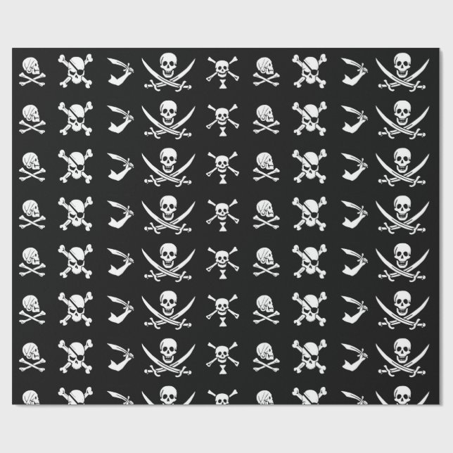 SCHWARZE PIRATBANNER, KREUZTE, SCHWERTER GESCHENKPAPIER (Flach)