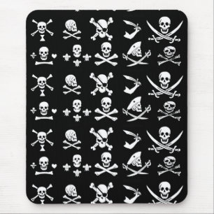 SCHWARZE PIRATBANNER, KREUZTE, SCHWERTER MOUSEPAD