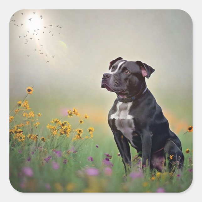 Schwarze Pitbulle Sticker (Vorderseite)