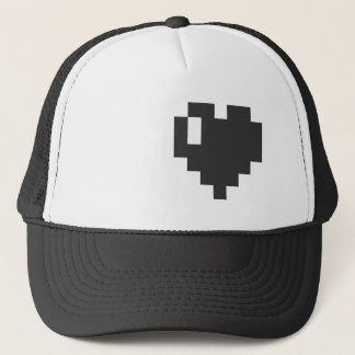 Schwarze Pixel-Herz-Kappe Truckerkappe