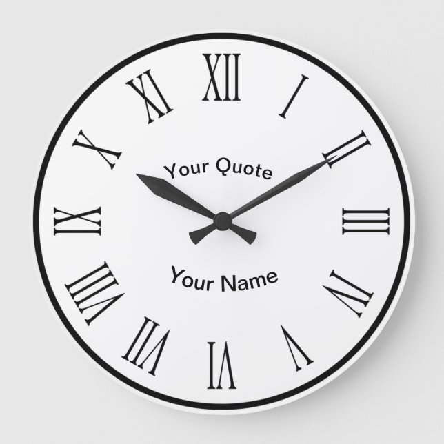 Schwarze Platte n Zahlen mit strahlenden römischen Große Wanduhr (Vorderseite)