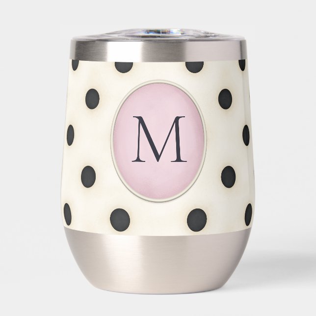 Schwarze Polka Dots auf Elfenbein Mit Monogramm (h (Vorderseite)