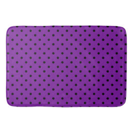 Schwarze Polka Dots auf Violet Lila Badematte