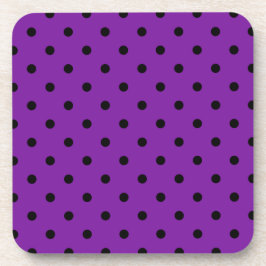 Schwarze Polka Dots auf Violet Lila Getränkeuntersetzer