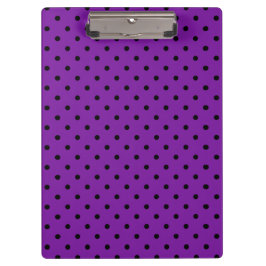 Schwarze Polka Dots auf Violet Lila Klemmbrett
