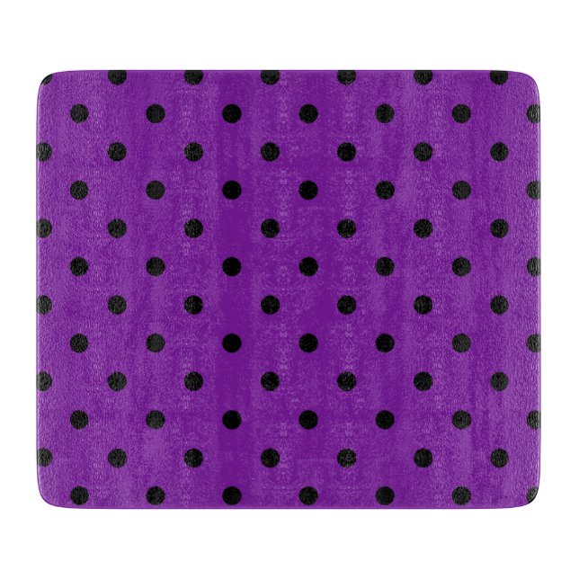 Schwarze Polka Dots auf Violet Lila Schneidebrett (Vorderseite)