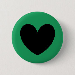 Schwarze Polka Herzen auf Kelly Green Button