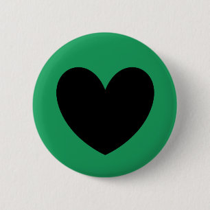 Schwarze Polka Herzen auf Kelly Green Button