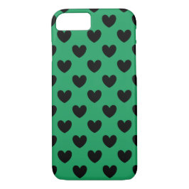 Schwarze Polka Herzen auf Kelly Green Case-Mate iPhone Hülle