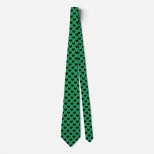 Schwarze Polka Herzen auf Kelly Green Krawatte