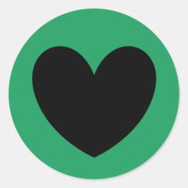 Schwarze Polka Herzen auf Kelly Green Runder Aufkleber