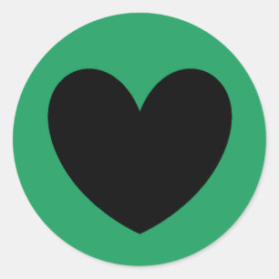 Schwarze Polka Herzen auf Kelly Green Runder Aufkleber