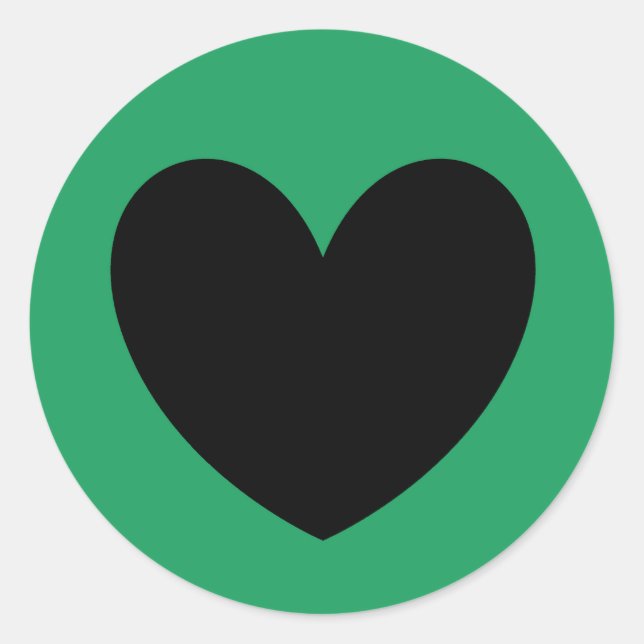 Schwarze Polka Herzen auf Kelly Green Runder Aufkleber (Vorderseite)