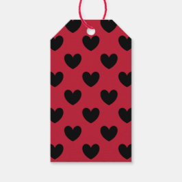 Schwarze Polka Herzen auf rot Geschenkanhänger