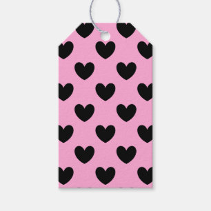 Schwarze Polka Herzen auf Zuckerwatte rosa Geschenkanhänger