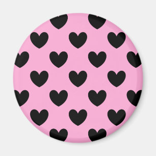 Schwarze Polka Herzen auf Zuckerwatte rosa Magnet