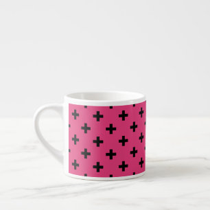 Schwarze Polka-Kreuze auf Fuchsia Espressotasse