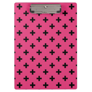 Schwarze Polka-Kreuze auf Fuchsia Klemmbrett